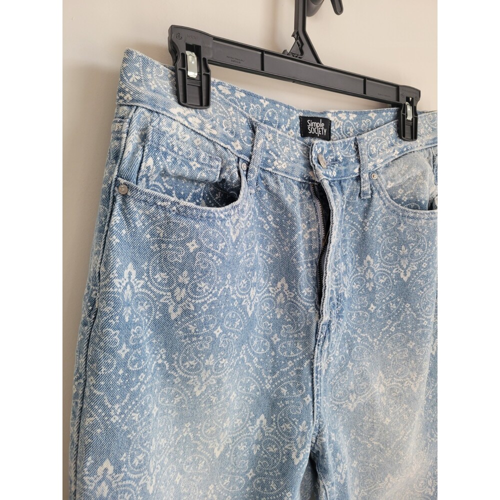 Bandana Paisley Print Straight Leg Jeans Womens Size 11/30 Boho Simple Society - Picture 2 of 6